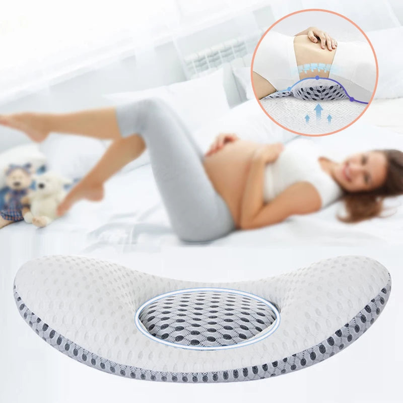 Pregnant Women Pillow 3D Waist Buckwheat Sleep Pillow Bed Back Pillow Lumbar Support Lumbar for Home Prevent Muscle Strain