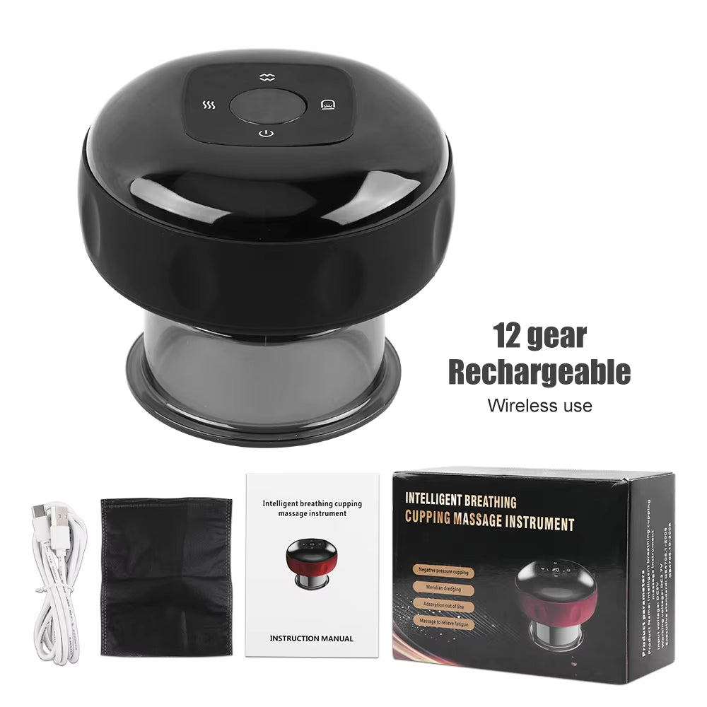 12 Level Cupping USB Recharge Electric Vacuum Cupping Therapy Set Skin Scraping Massage Guasha Wireless Slimming Body Fat Burner